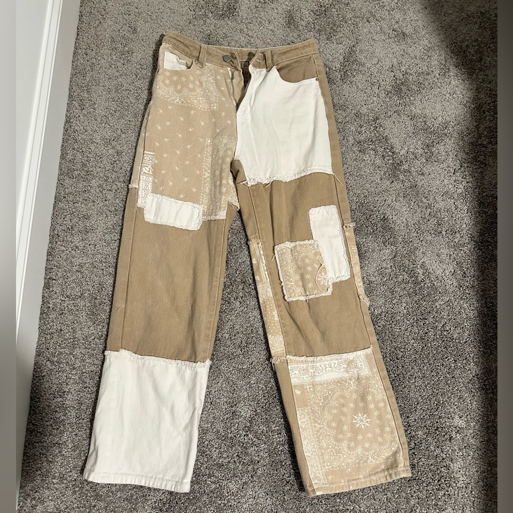 Tam And White Bandanna Patterned Patch Work Wide … - image 1